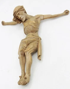 Alter geschnitzter Holzkorpus KORPUS CHRISTI naturfarbig Dreinageltypus 35cm - Bild 1 von 22