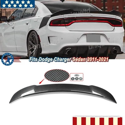 Rear Trunk Spoiler Wing Hellcat Style For Dodge Charger 2011-2021 Carbon Look US Foto 1 de 4
