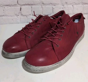Andrea Conti Womens Sneaker Size 41 10 Red Leather Distress Low Top Trainer Shoe - Picture 1 of 11