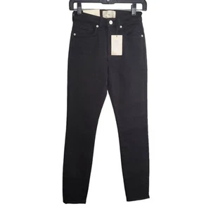CQY Womens Denim High Waisted Skinny Leg Jeans NWT Size 24 Button Fly Black Wash - Picture 1 of 10