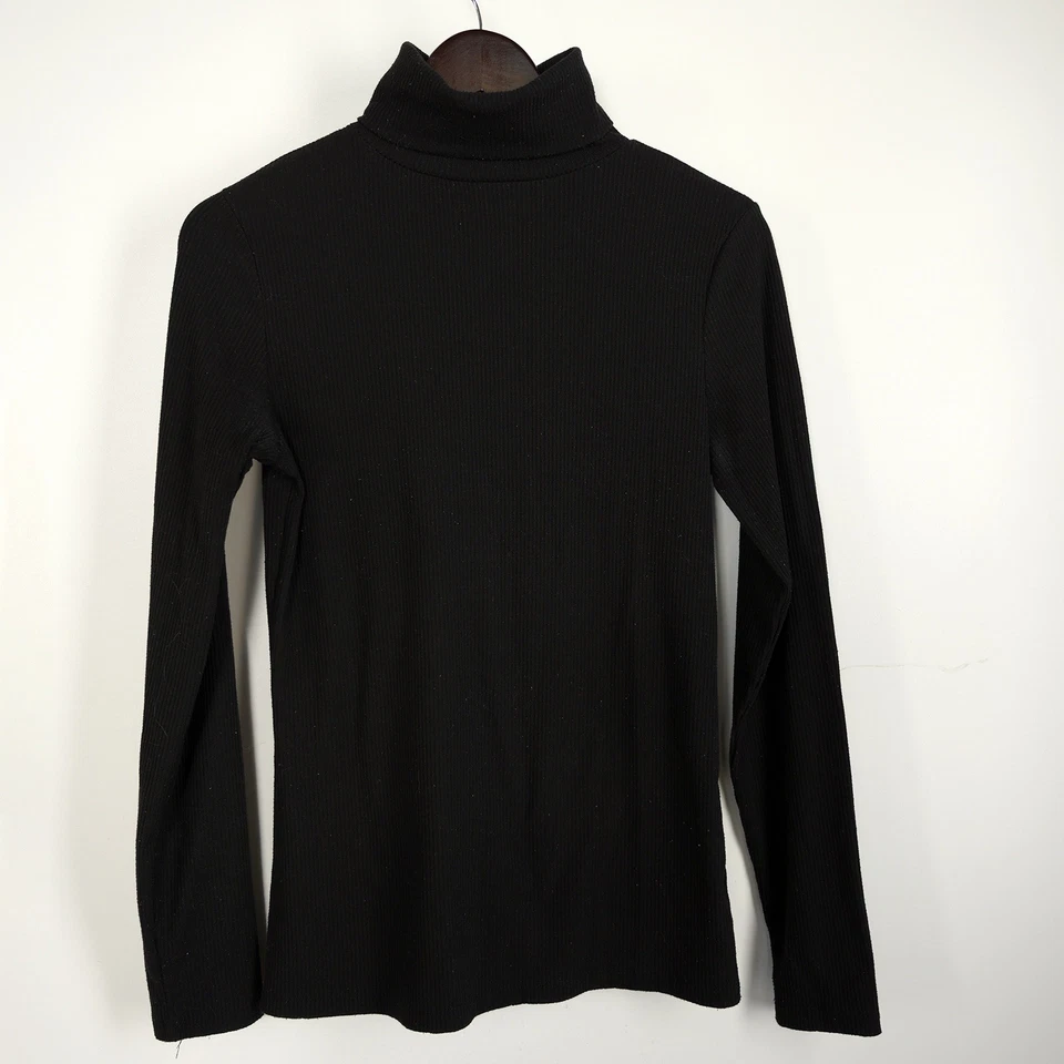 Halogen Women’s M. Black Knit Long Sleeve Folded Turtleneck Ribbed Sweater - Image 1 of 4