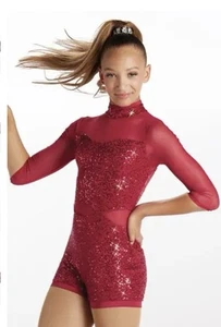 WEISSMAN Paillettes Danza Costume Biketard (TELEFONO SCARLATTO) 12051 Adulto XXL - Foto 1 di 2