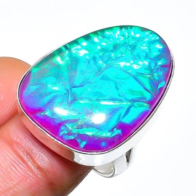 Anillo de joyería de plata de ley 925 hecho a mano con piedras preciosas de ópalo triplete azul talla 8 A174 Foto 1 de 3