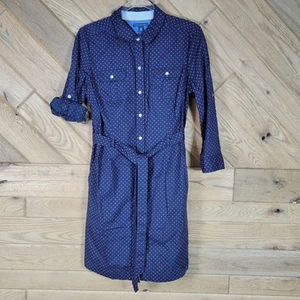 Tommy Hilfiger Damen Hemdblusenkleid dunkelblau gepunktet mit Gürtel Größe L Knopfleiste - Bild 1 von 10