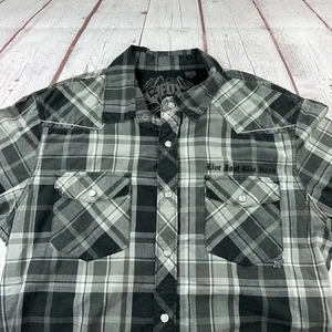 Camisa Fox Racing Para Hombre Gris Mediana Cuadros Perla A Presión Manga Corta Motocross Rodeo - Imagen 1 de 8