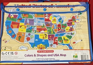 Set of 2 Lift & Learn Puzzles USA Map And Colors & Shapes New - Picture 1 of 2