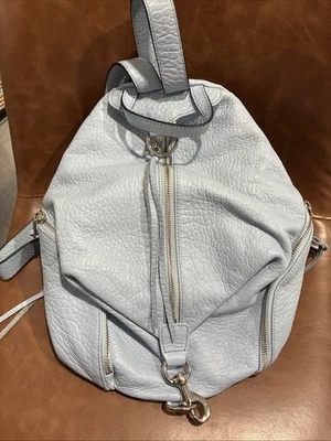 Mochila Cartera de Cuero Rebecca Minkoff Julian Cuero Guijarro Azul Claro Foto 1 de 4