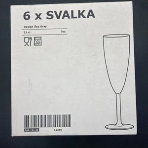NIB IKEA Set of 6 Svalka Champagne Flute Glasses by Asa Gray 7 oz.  - Picture 1 of 2