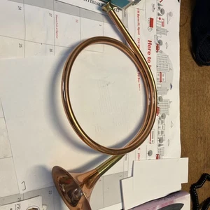 Vintage Brass & Copper French Horn 9" Christmas Holiday Decor - Picture 1 of 3