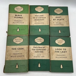6 ''Penguin green crime & Mystery books'' assorted authors -1950's First Edition - Picture 1 of 22