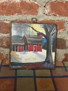 Pintura al óleo original sobre placa de madera G Herbert 7 x 7,5 de colección - Imagen 1 de 9