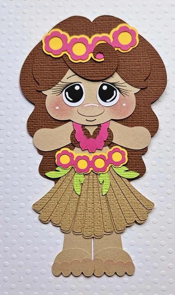 Cabello castaño medio de niña Hula. Álbum de recortes, piezas de papel para hacer tarjetas Foto 1 de 1