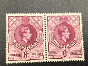 Swaziland 1938 KGVI pair of 6d purple MNH. P240 - Picture 1 of 2