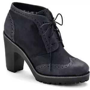 SPERRY Womens Boots 8 EMORY WINGTIP SUEDE Oxford Black Lace-Up Platform Lug Heel - Picture 1 of 7