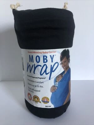 Moby Wrap Black Baby Sling/Wrap Baby Carrier.  New Opened Pouch. - Image 1 of 4
