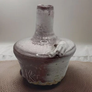 Vaso vaso vintage in ceramica tornita a mano con marchio vasaio retrò unico - Foto 1 di 11