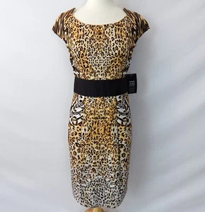 Neu mit Etikett $ 295 Größe 4 ETCETERA VINTAGE BAUMWOLLE STRETCH ETUIKLEID ANIMAL PRINT KLEID - Bild 1 von 14