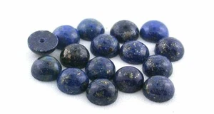 TWO 8mm Round Predrilled Bottom Hole Lapis Lazuli Cabochon Gemstone EBS9126 - Picture 1 of 2