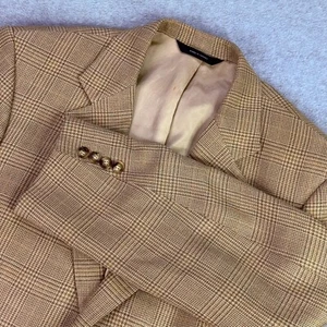 Brooks Brothers Madison 1818 Sport Coat Sz 39R Tan Glen Check Silk Wool Blend - Picture 1 of 15