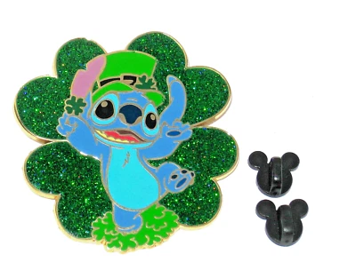 LE 250 Disney Pin Stitch ✿ Feliz Día de San Patricio GRAN Trébol Duende RARO Foto 1 de 4