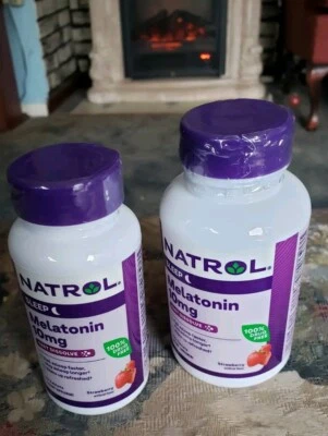 LOTE 2 Natrol Melatonina Sueño 10 mg, 100 Comprimidos y 75 (175 TOTAL) Fresa FS Foto 1 de 4