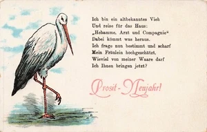 Deutscher Storch--Happy New Year PC Antik - Bild 1 von 2