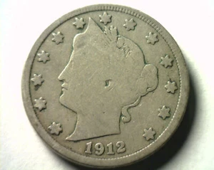 1912-D LIBERTY NICKEL VERY GOOD VG NICE ORIGINAL COIN BOBS COINS FAST 99c SHIP - Picture 1 of 2