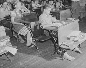 Barefoot Students Vintage School Desk Classic 8 by 10 Reprint Photograph - Bild 1 von 1