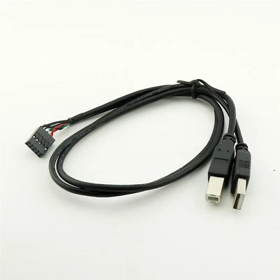 USB 2.0 B Male + A Plug To 10 Pin 0.1" USB Header Motherboard Female Cable 50cm - Image 1 of 4