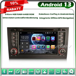8-Kern 64GB Android 13 Autoradio GPS Navi Audi A6 S6 RS6 Allroad DAB+WiFi BT 5.0 - Bild 1 von 23