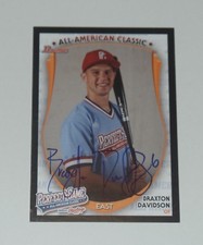 BRAXTON DAVIDSON SIGNED AUTO'D 2013 BOWMAN PERFECT GAME CARD ATLANTA BRAVES RC