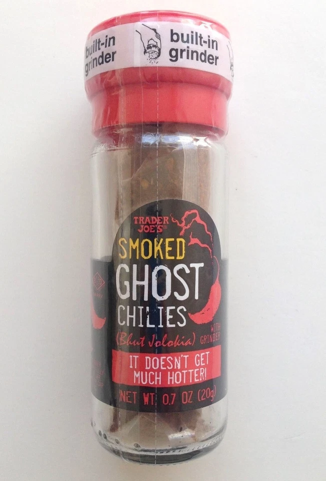 Trader Joe's Smoked Ghost Chiles Bhut Jolokia 0.7oz Mar 2020 D10300