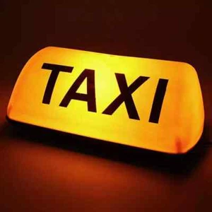 HACKNEY / PRIVATE MIETE TAXI CAB DACHSCHILD 18" GELB MAGNETISCH TOP LIGHT BOX LED - Bild 1 von 10