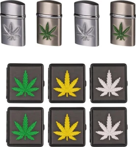 Etui für 20 Zigaretten+ Sturmfeuerzeug Turbo Green Flame Fzg. "Leaf" - Bild 1 von 5