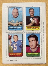 1969 Topps Football Four In One Insert With George Blanda & Jack Kemp Good