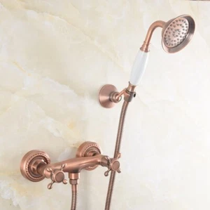 Antique Red Copper Wall Mount Bathroom Hand Held Shower Faucet Mixer Tap mtf256 - Picture 1 of 7