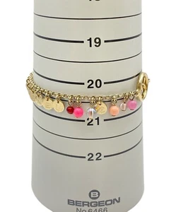 Authentic Chanel CoCo Mark Chain Bracelet Women's Accessory Gold Pink Logo w/Box - Picture 1 of 6