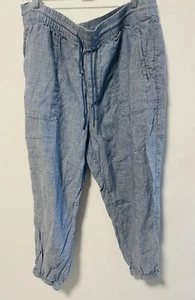 Athleta Brand Women’s Size 18 Cabo Linen Jogger Drawstring Pants Chambray Blue - Picture 1 of 10