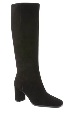 НОВЫЙ ANN TAYLOR ЧЕРНЫЙ БЛОК КАБЛУК КВАДРАТНЫЙ НОСОК ЗАМШЕВЫЕ ВЫСОКИЕ БОТИНКИ РАЗМЕР 6 - Изображение 1 из 4