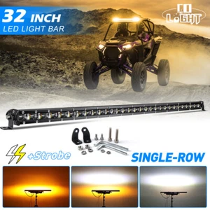 Roof 32" LED Light Bar Strobe Spot Amber&White For Polaris RZR XP 4 1000 900 800 - Picture 1 of 13