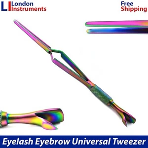 Eyelash Eyebrow Tweezer Multi Color Hair Plucking Nail Pusher Universal Magic - Picture 1 of 8