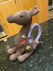 Gymboree Glamour Safari Giraffe 10" Brown Purse Flowers Soft plush Pocketbook - Picture 1 of 5