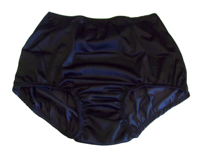 ЧЕРНЫЕ ** НЕЙЛОНОВЫЕ ТРИКОТАЖНЫЕ ** 2-слойные широкие трусики с промежностью в чехле КОРОТКИЕ 30–40 дюймов XL - Изображение 1 из 3