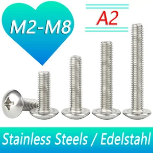 Phillips Pan Head Machine Screws Bolts A2 304 Stainless Steel M2-M8 Cross Screw - Picture 1 of 106