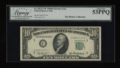 DBR 1950-B $10 Philadelphia STAR Fr. 2012-C* Legacy 53 PPQ Serial C06641071* - Image 1 of 2