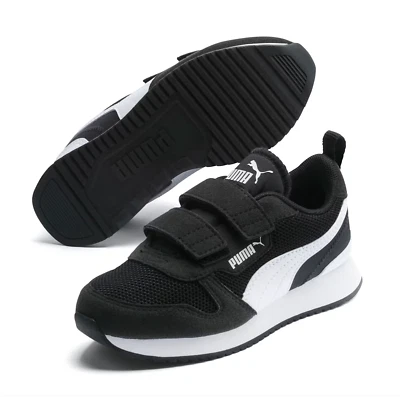 Puma Kids R78 Hook and Loop Sneakers Black/White 1756 Boys Shoes Size 13C - Image 1 of 4