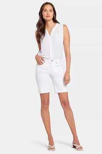 NYDJ Women's Ella Roll-Cuff Denim Shorts (Optic White,) 6 NWT (bn19) - Picture 1 of 8