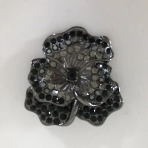 Vintage Stiefmütterchen Anstecknadel Silber Onyx - Bild 1 von 3