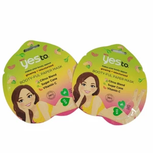 2 Pks Yes to Glowing + Retexturized Booty-Ful Paper Mask Citrus Blend - Picture 1 of 3