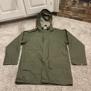 Helly Hansen Workwear Green Rain Jacket Waterproof Mens Medium PVC Snap Up - Picture 1 of 14